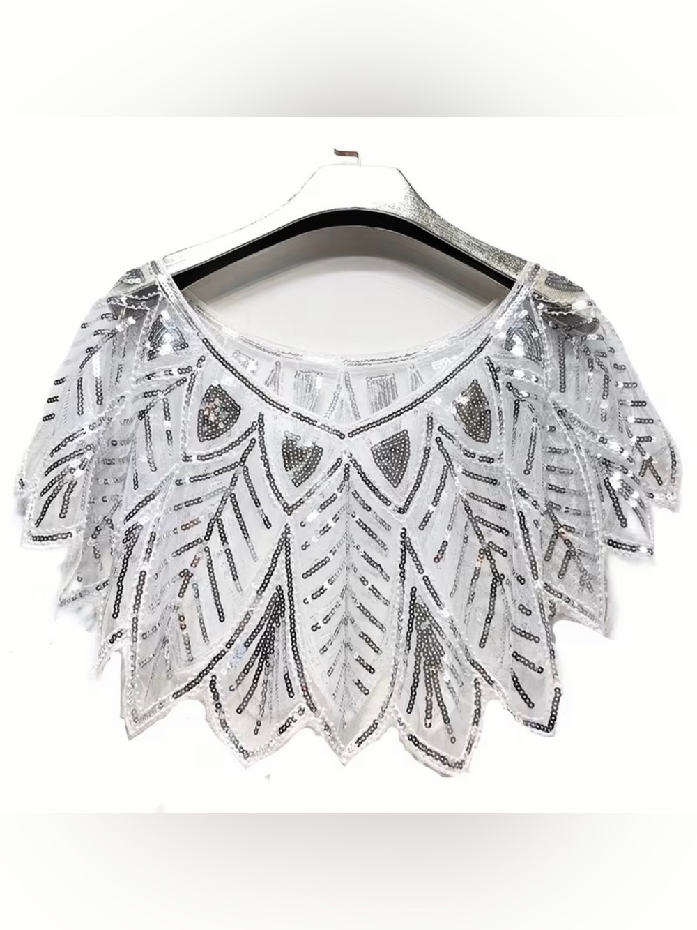 Embellished Silver Sequin Capelet - Sparkle Overlay